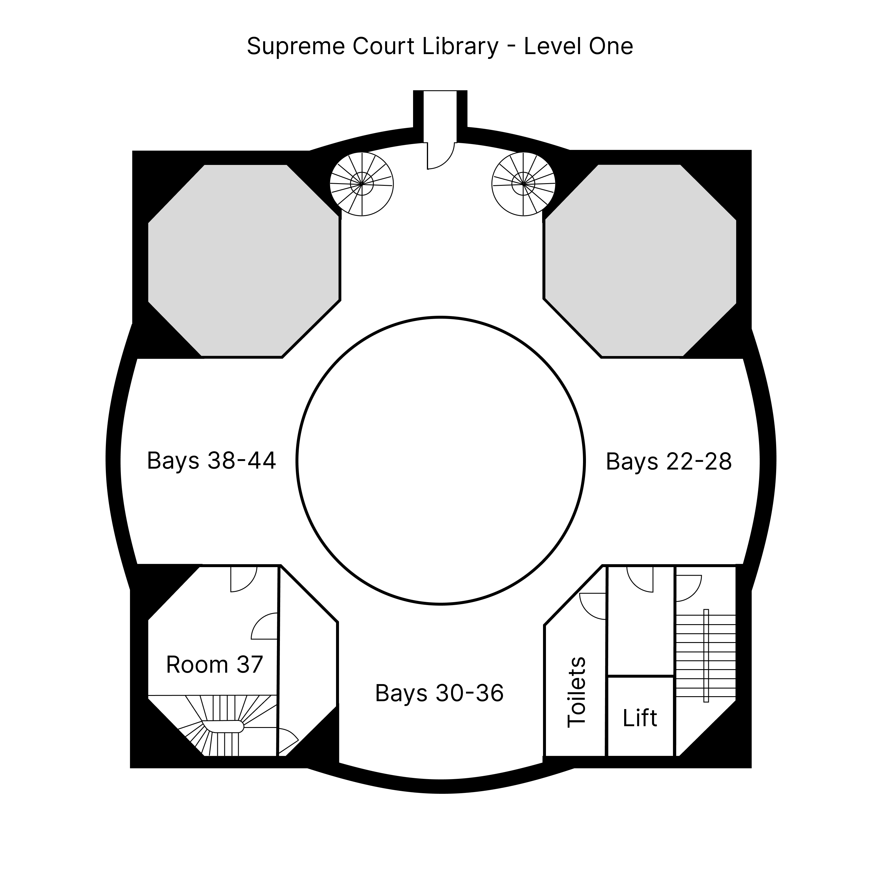 Map of level one of the Supreme Court Library