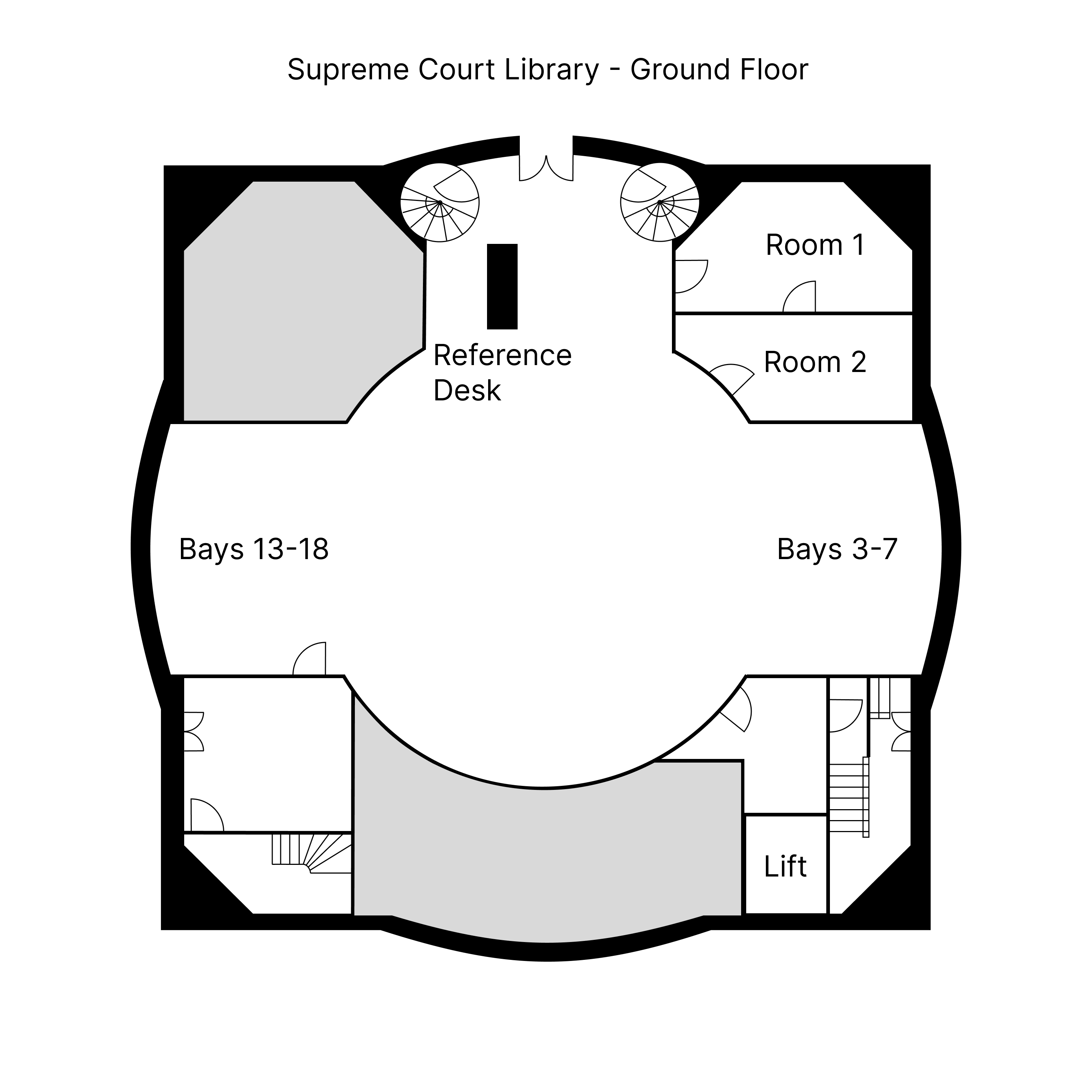 Map of the ground floor of the Supreme Court Library